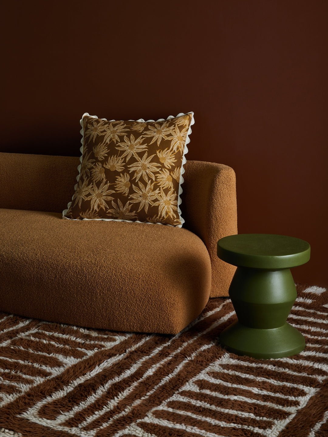 Flannel Flower Mustard Cushion