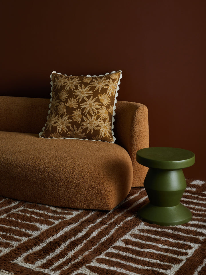 Flannel Flower Mustard Cushion