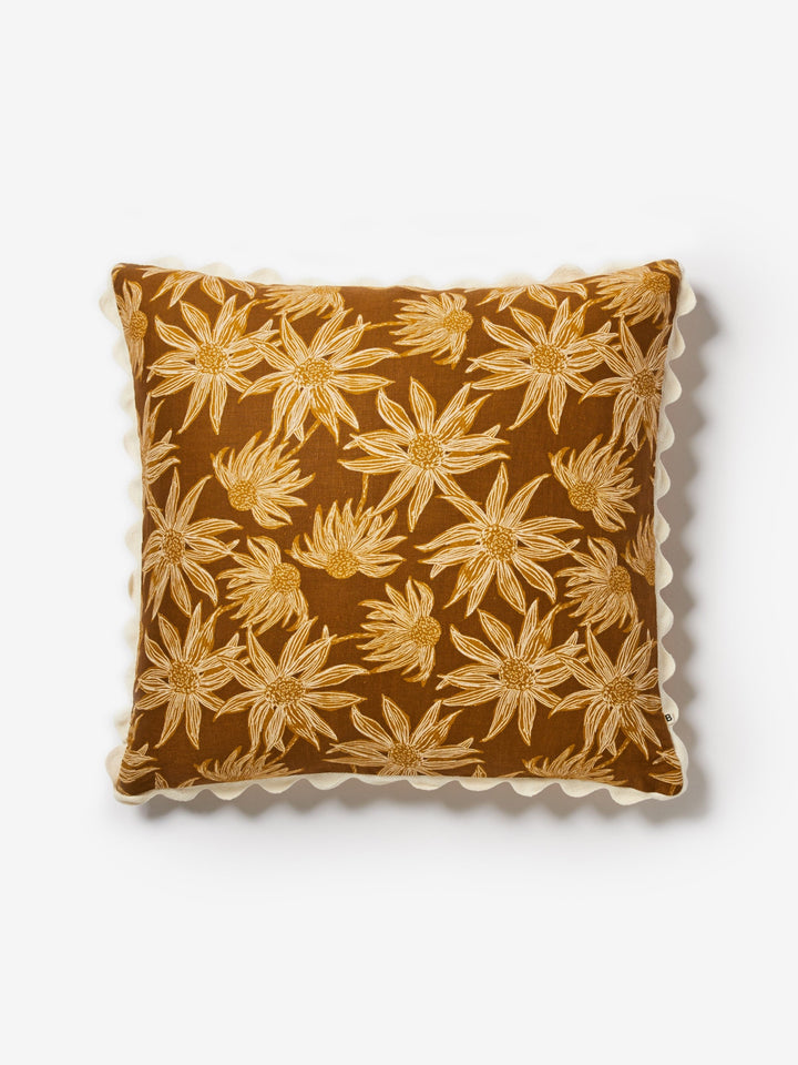 Flannel Flower Mustard Cushion