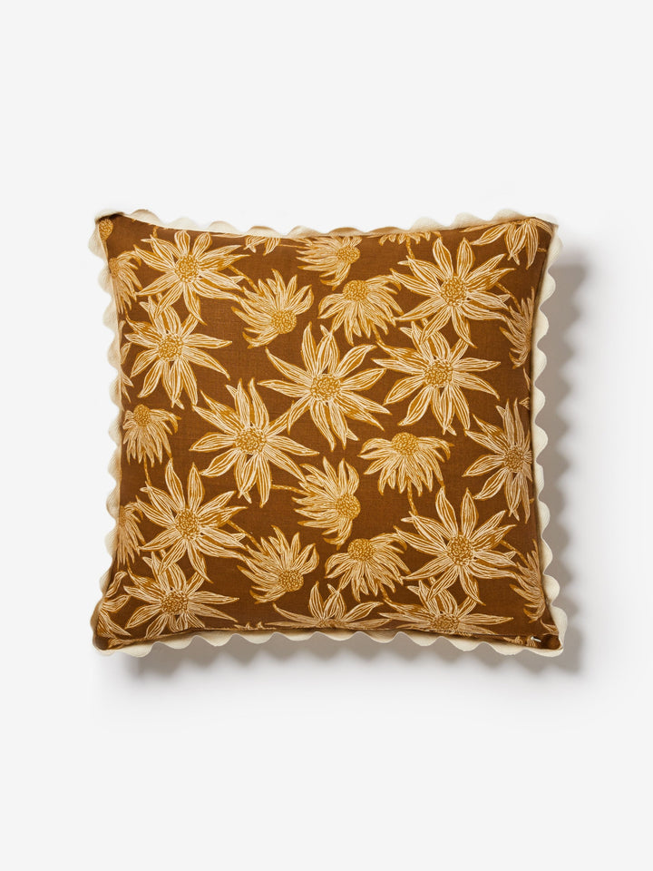 Flannel Flower Mustard Cushion