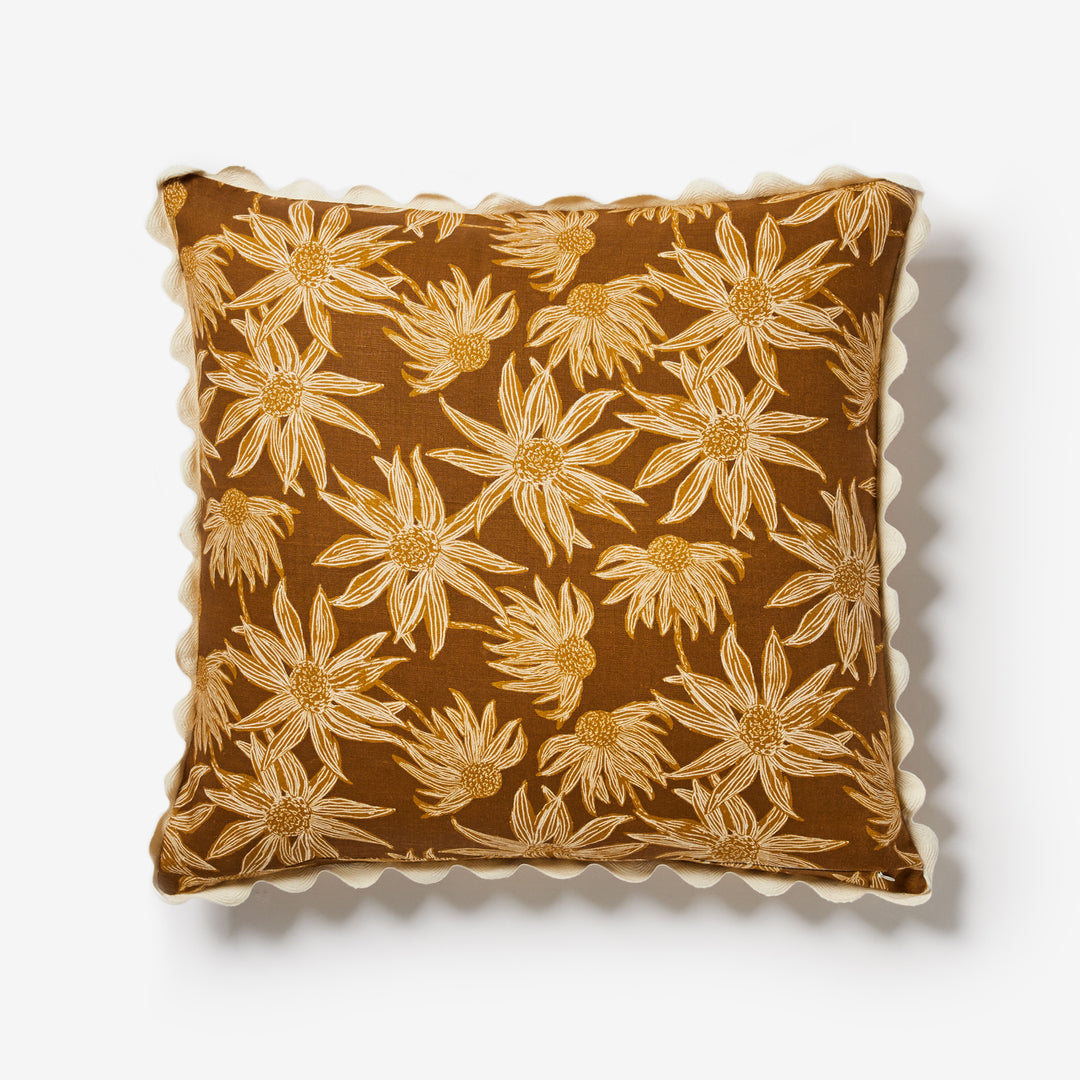 Flannel Flower Mustard Cushion