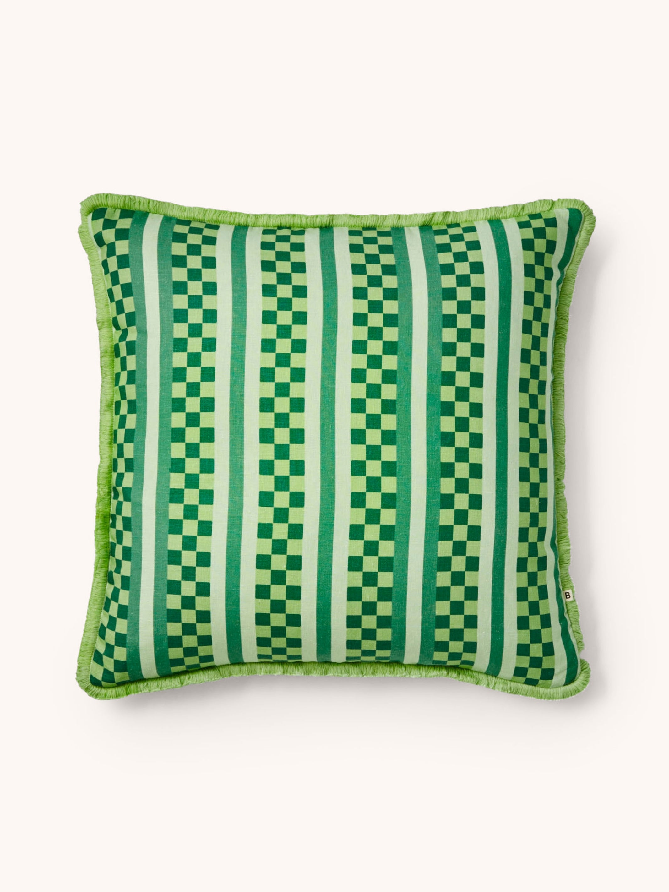 Marco Tile Green Linen Cushion