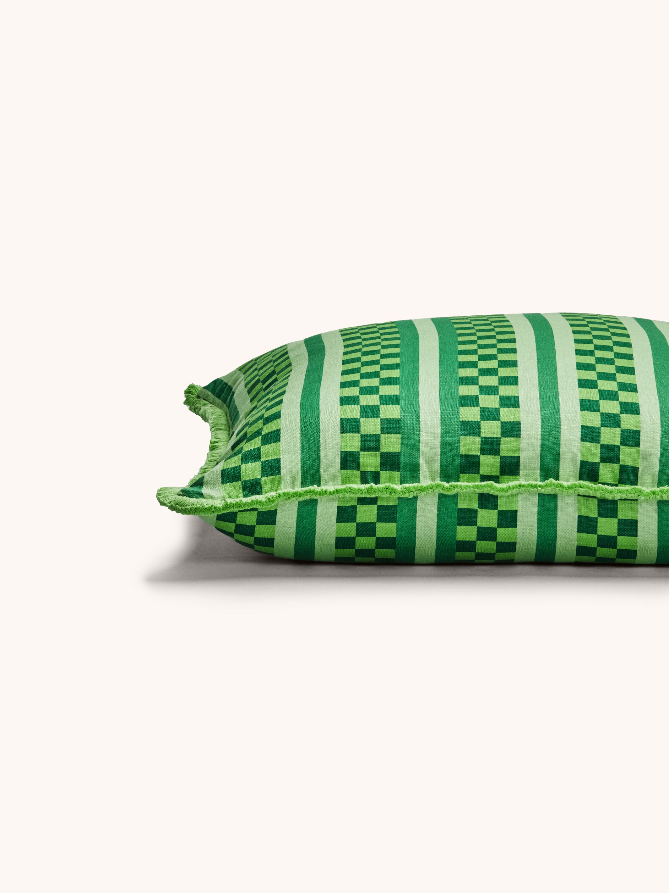 Marco Tile Green Linen Cushion
