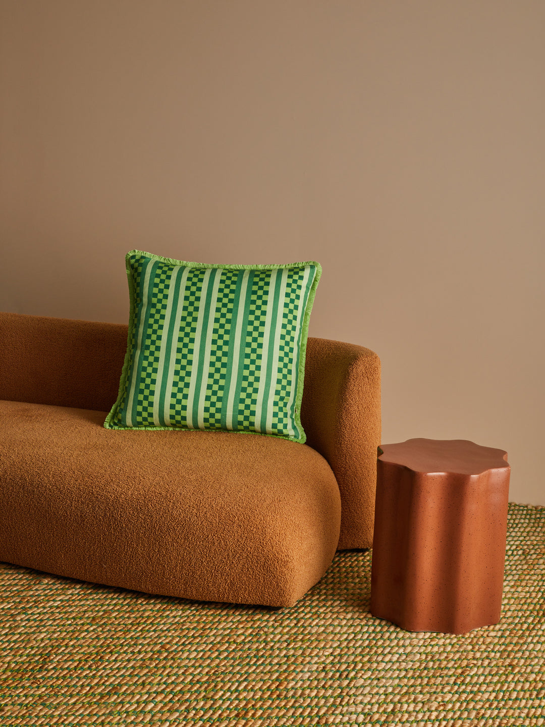Marco Tile Green Linen Cushion