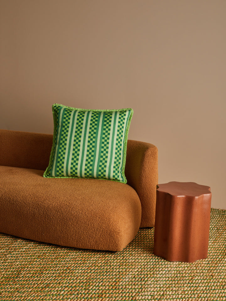 Marco Tile Green Linen Cushion