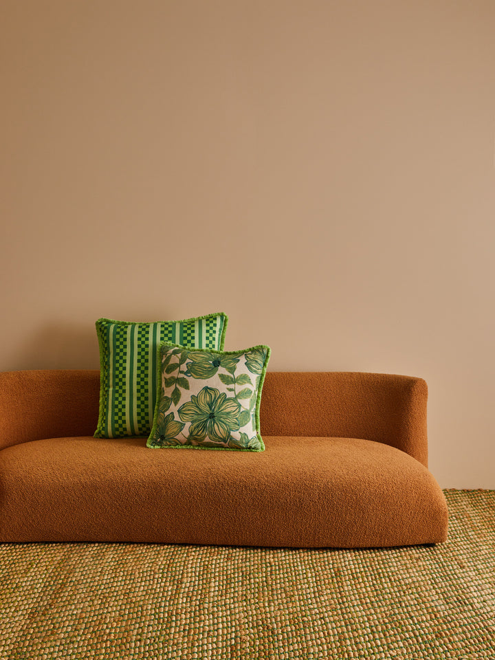 Marco Tile Green Linen Cushion