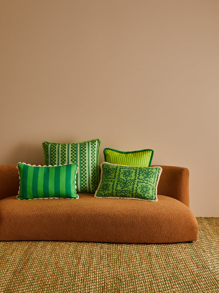 Marco Tile Green Linen Cushion