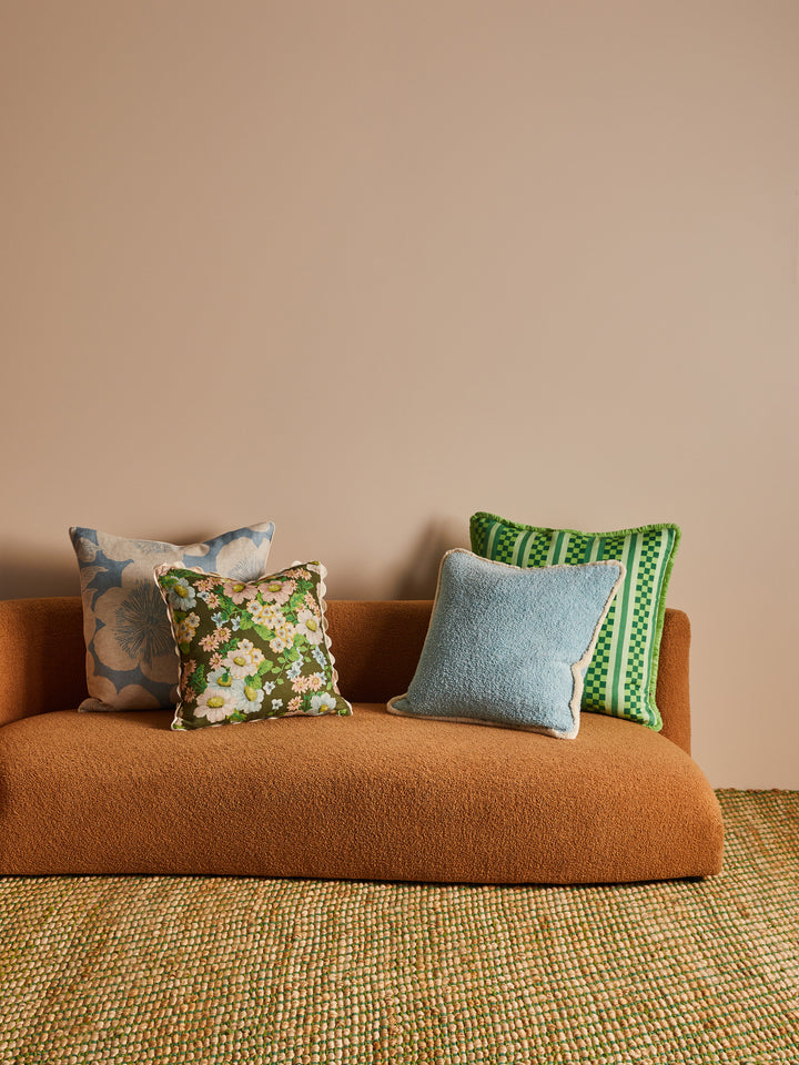 Marco Tile Green Linen Cushion