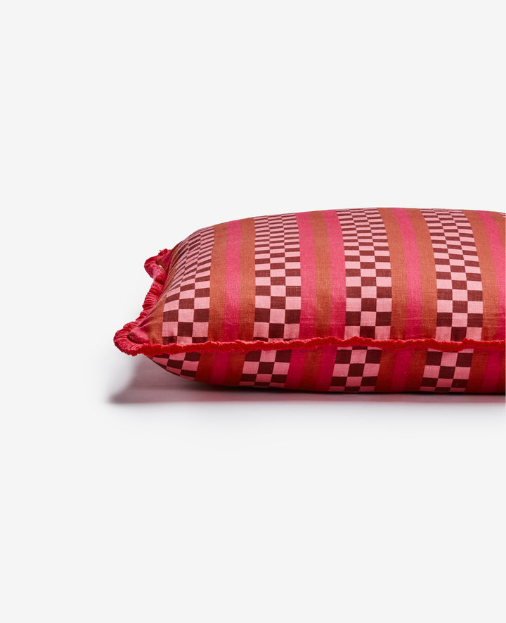 Marco Tile Pink Linen Cushion