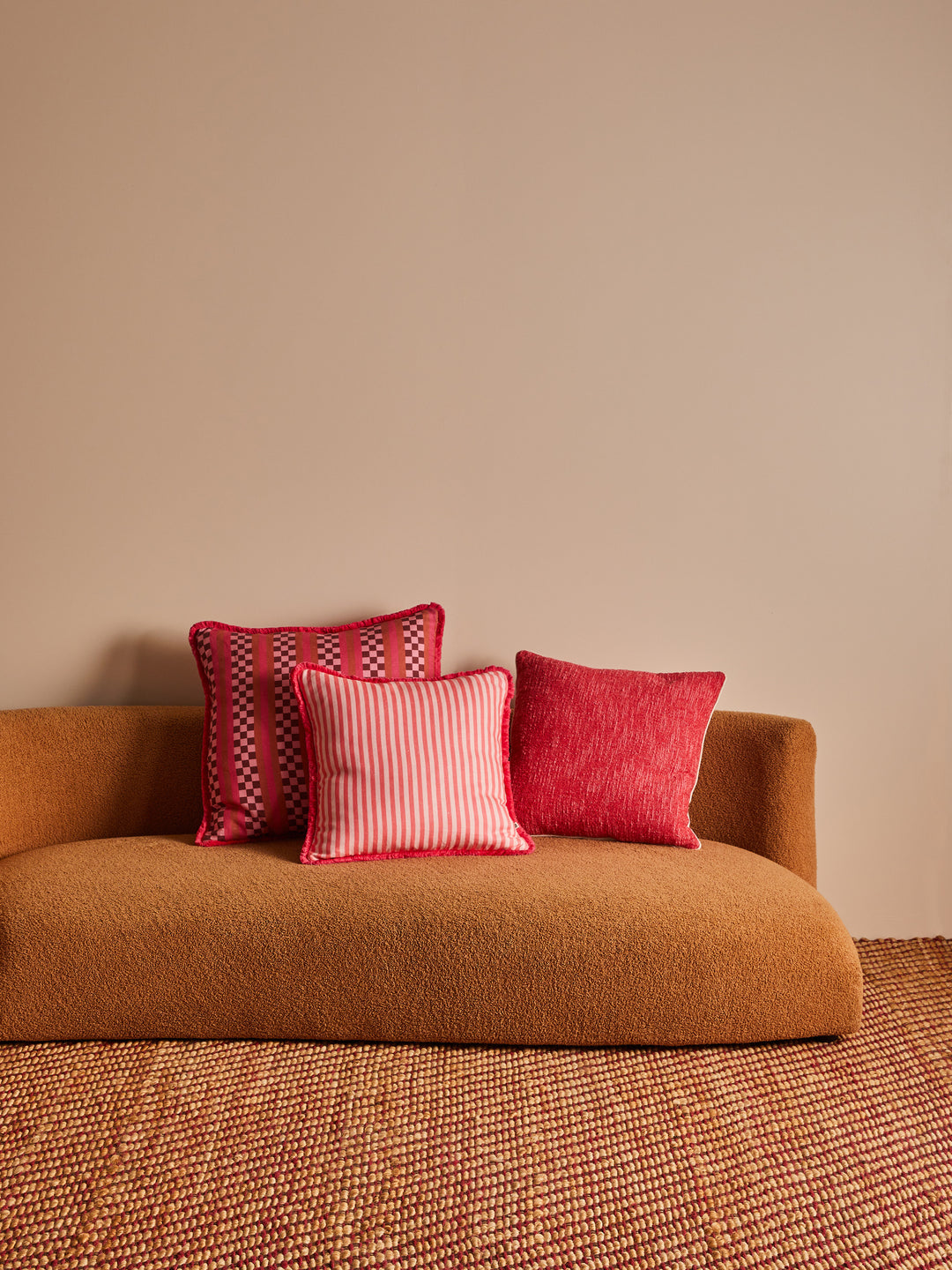 Marco Tile Pink Linen Cushion