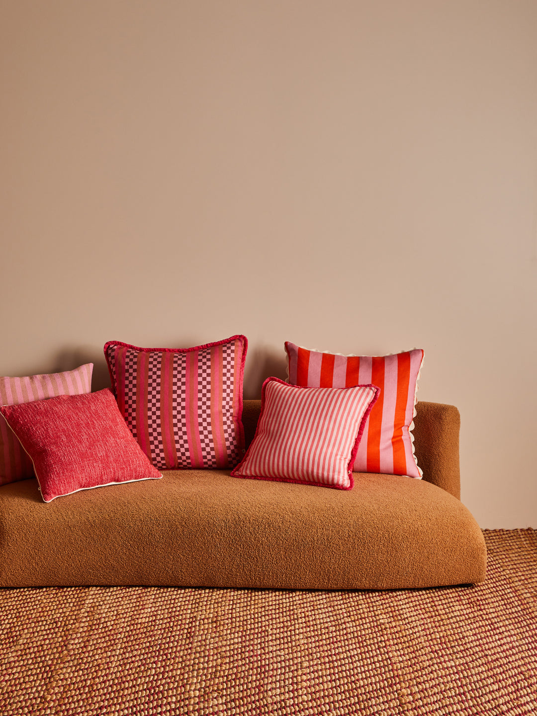 Marco Tile Pink Linen Cushion