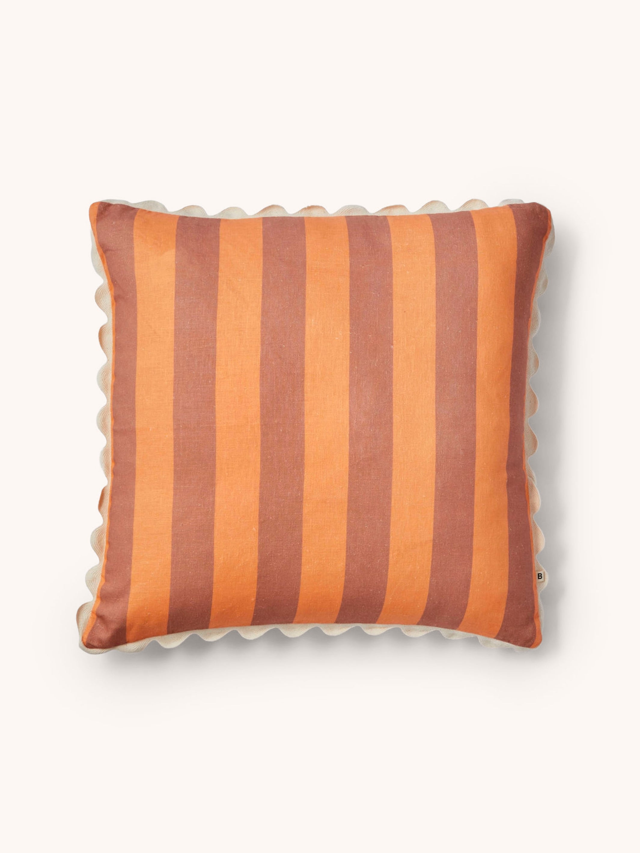 Bold Stripe Peach Linen Cushion