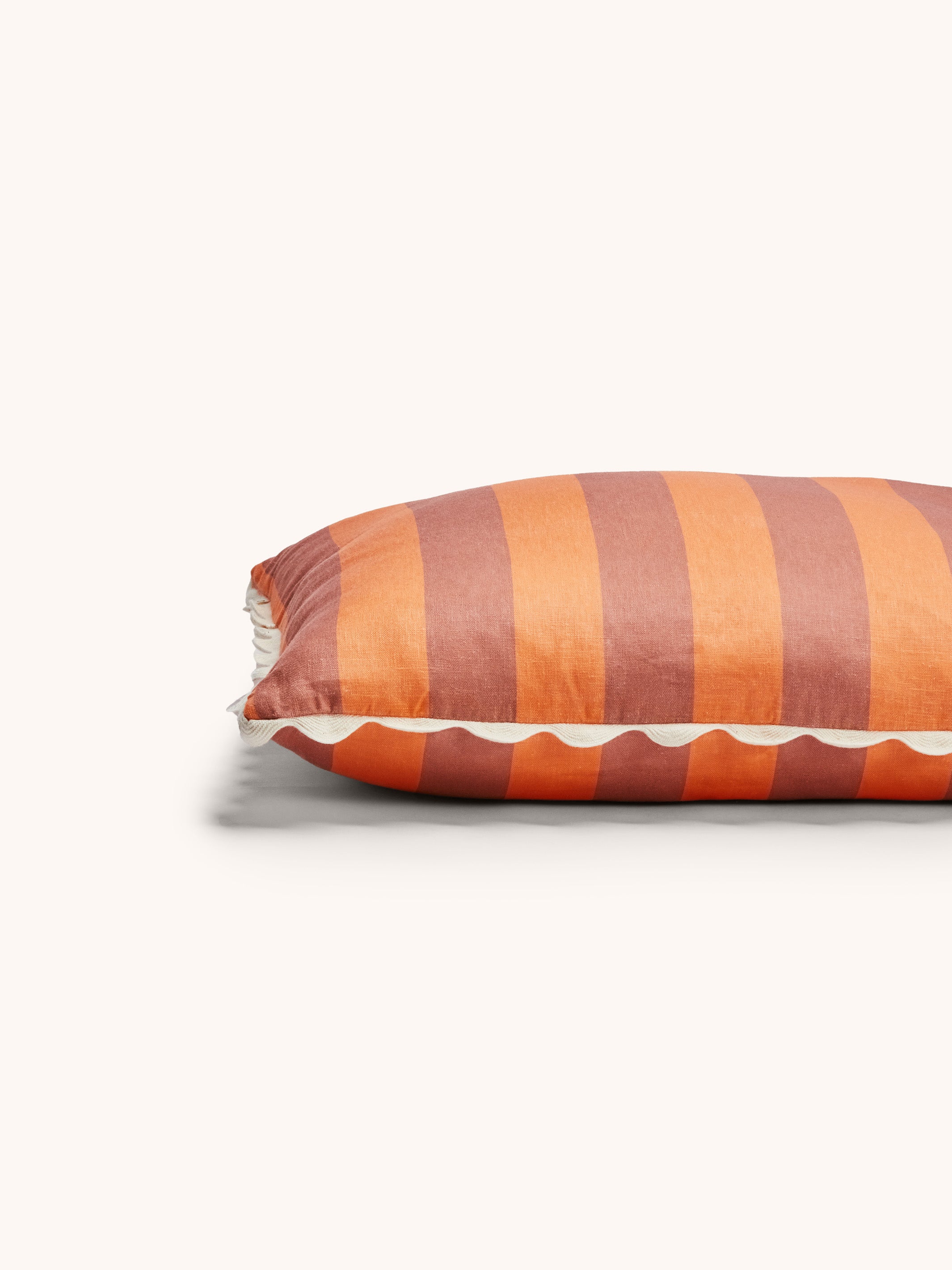 Bold Stripe Peach Linen Cushion