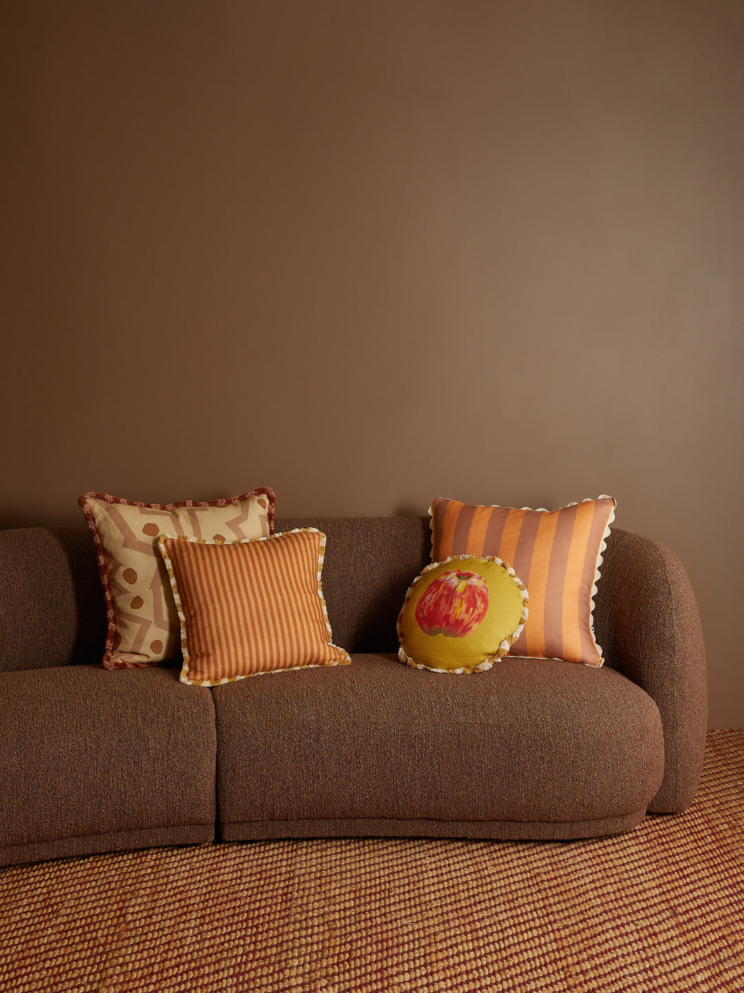Bold Stripe Peach Linen Cushion
