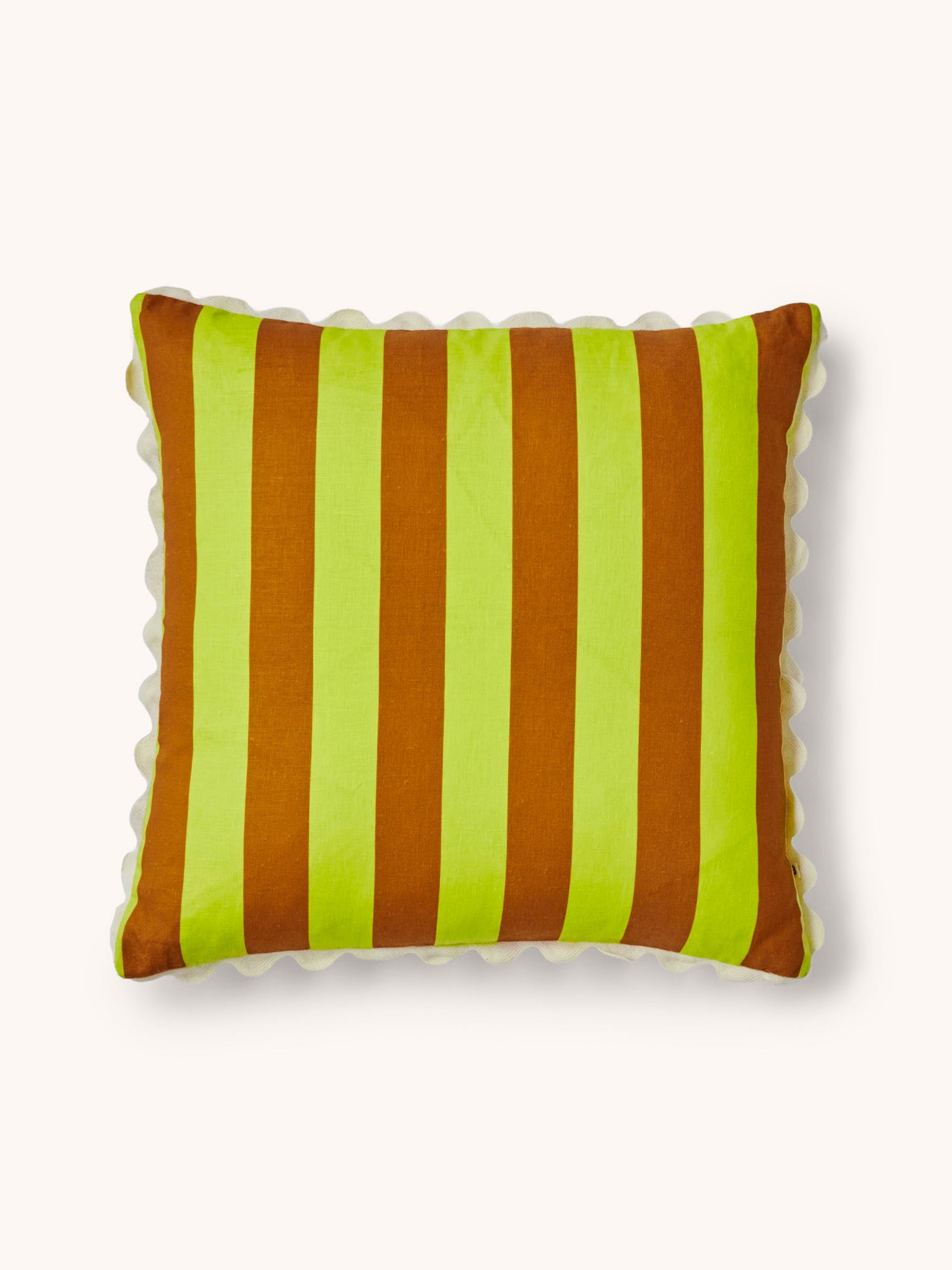 Bold Stripe Lime Linen Cushion