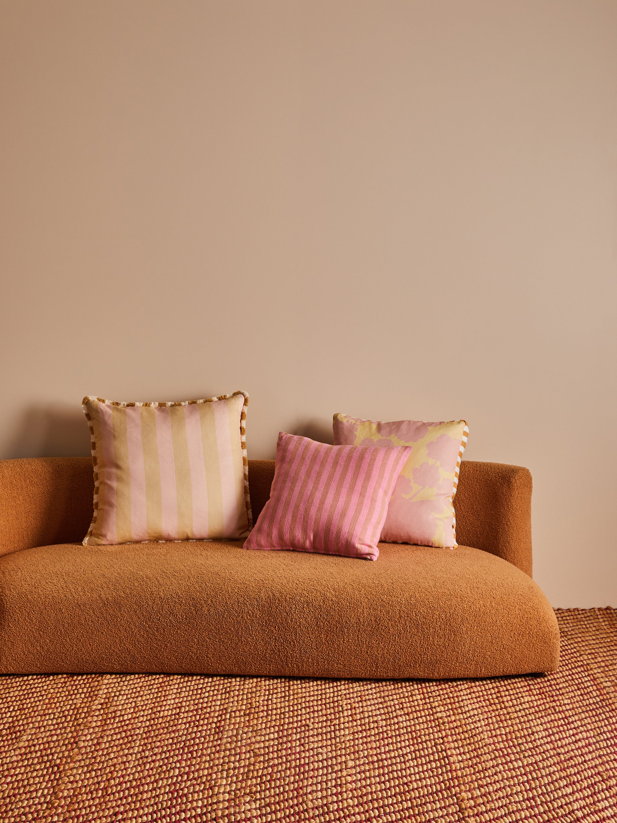 Bold Stripe Buff Linen Cushion - Almost Perfect