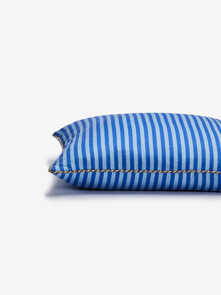 Pinstripe Blue Linen Cushion