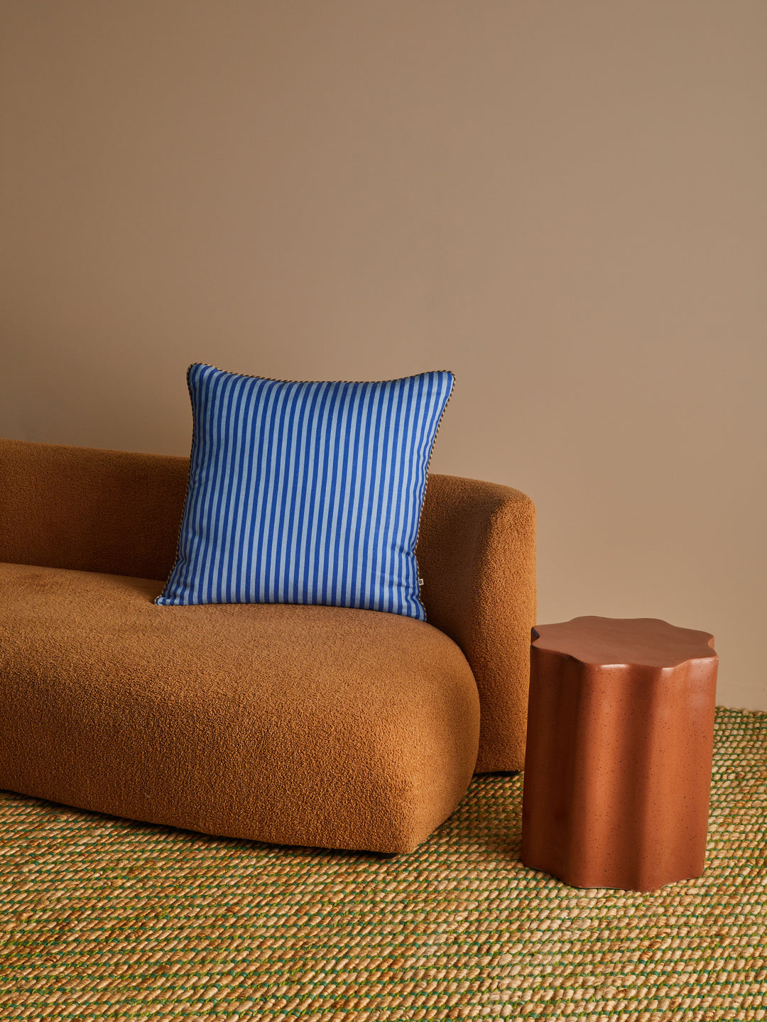 Pinstripe Blue Linen Cushion