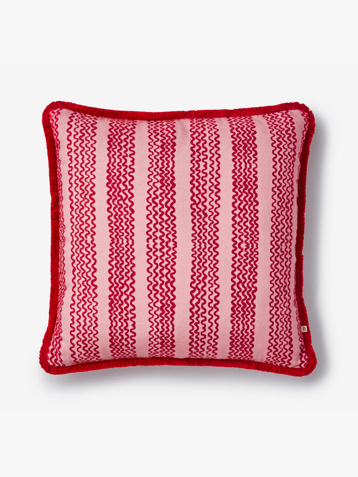 Mini Wave Pink Linen Cushion