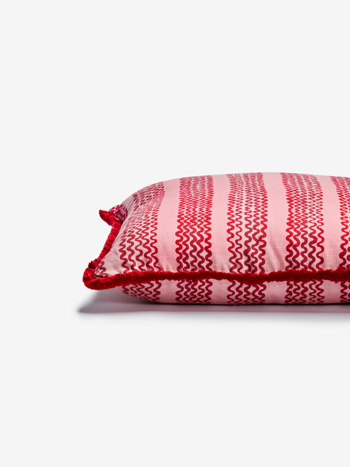 Mini Wave Pink Linen Cushion