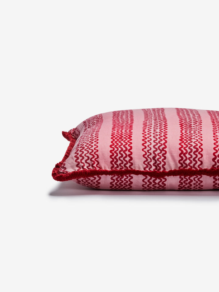Mini Wave Pink Linen Cushion