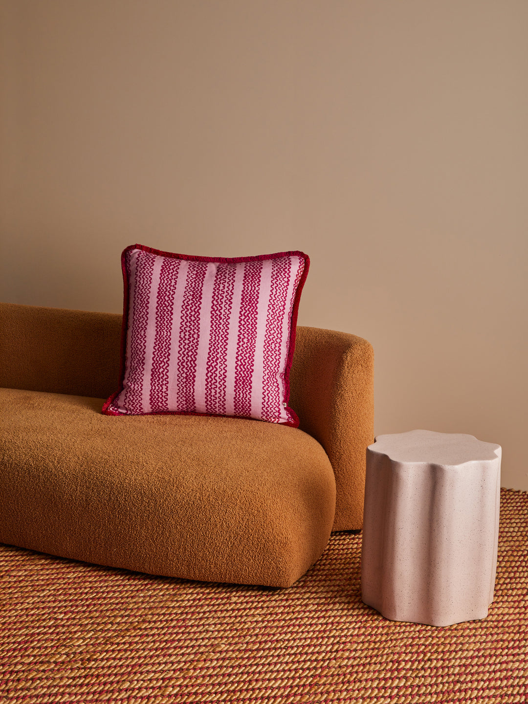 Mini Wave Pink Linen Cushion