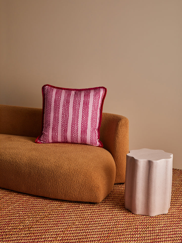 Mini Wave Pink Linen Cushion