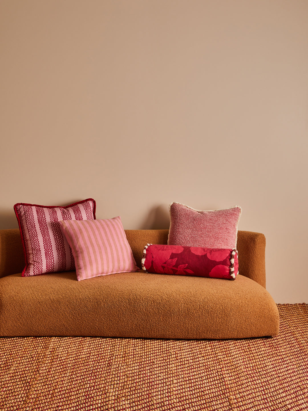 Mini Wave Pink Linen Cushion