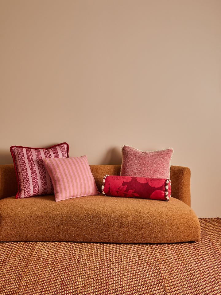 Mini Wave Pink Linen Cushion