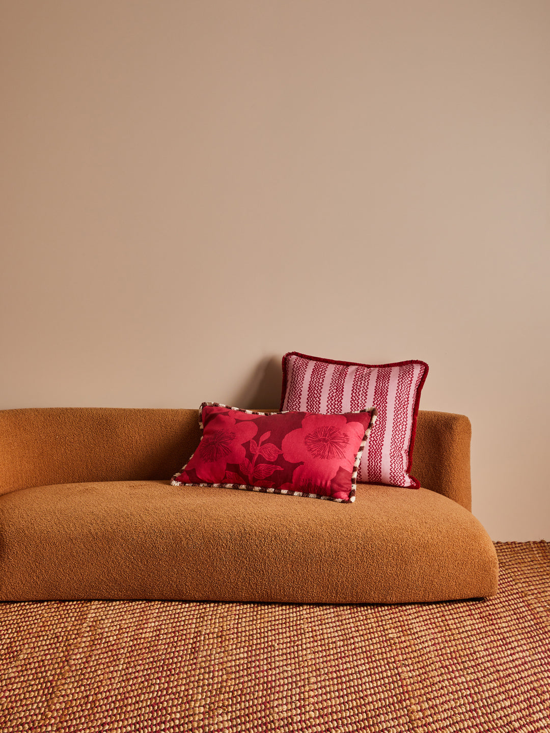 Mini Wave Pink Linen Cushion