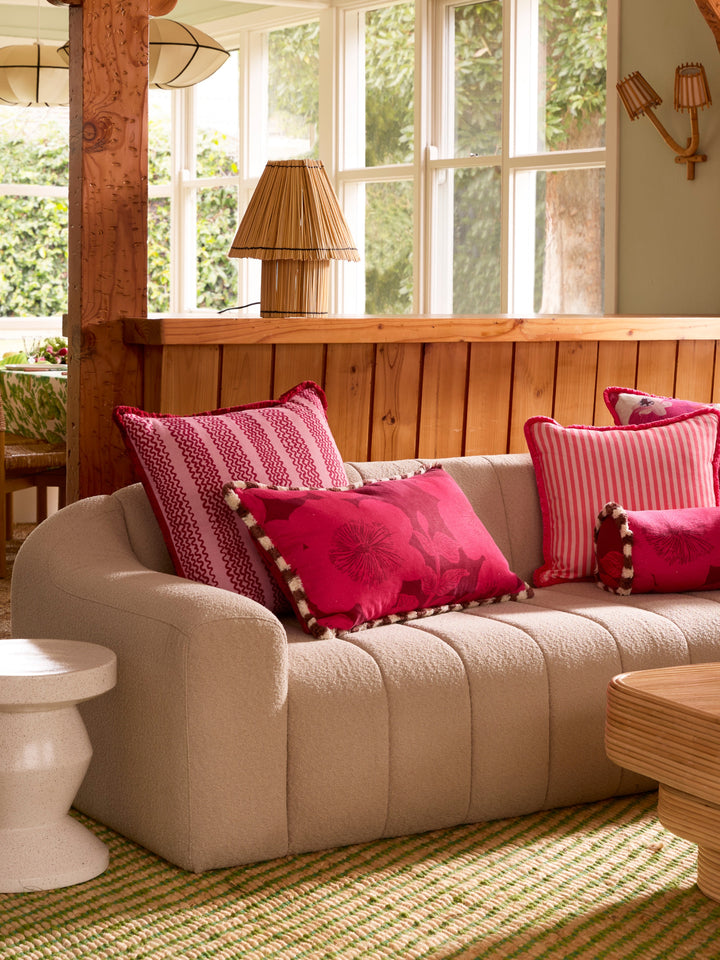 Mini Wave Pink Linen Cushion