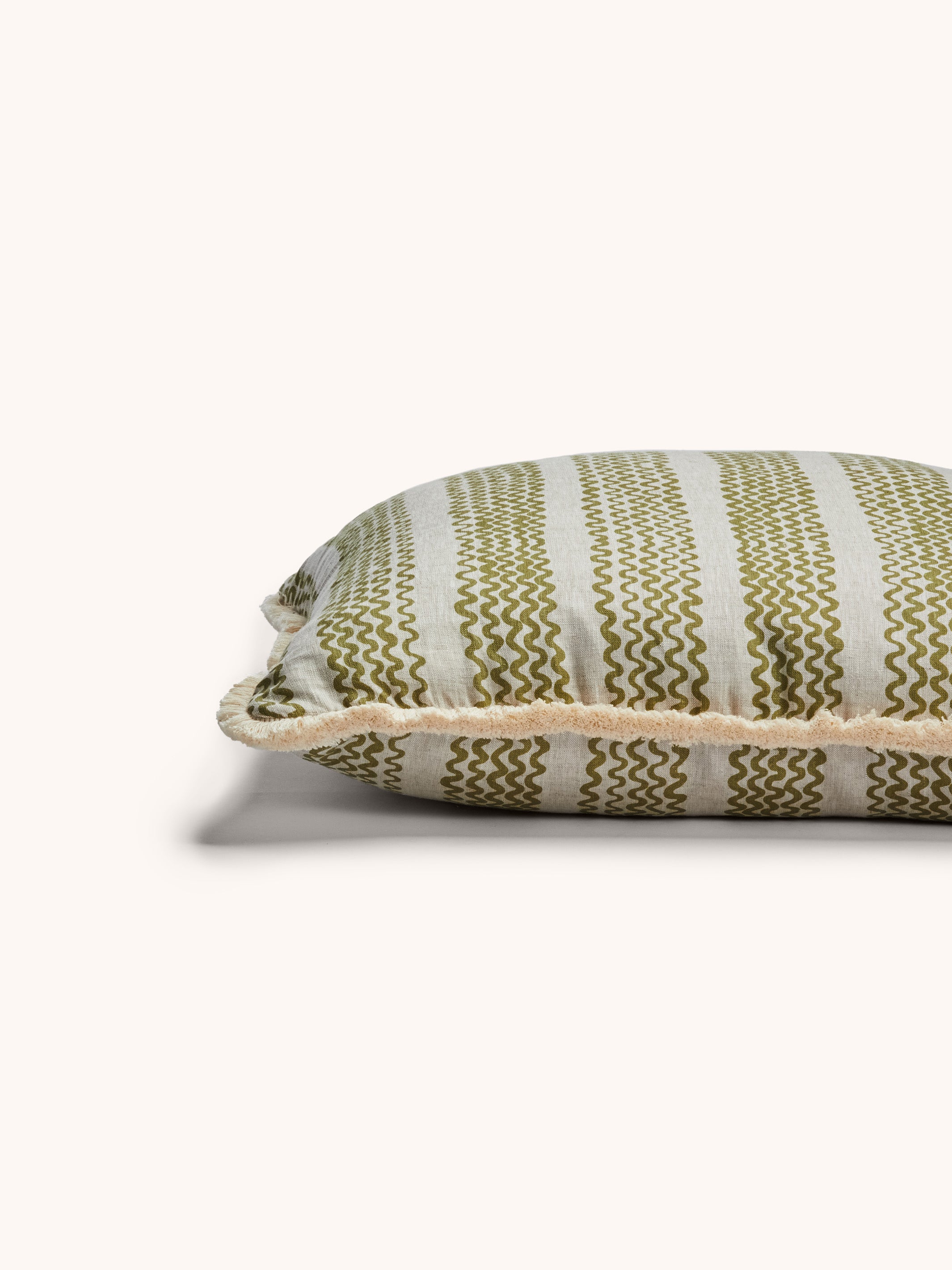 Mini Wave Olive Linen Cushion