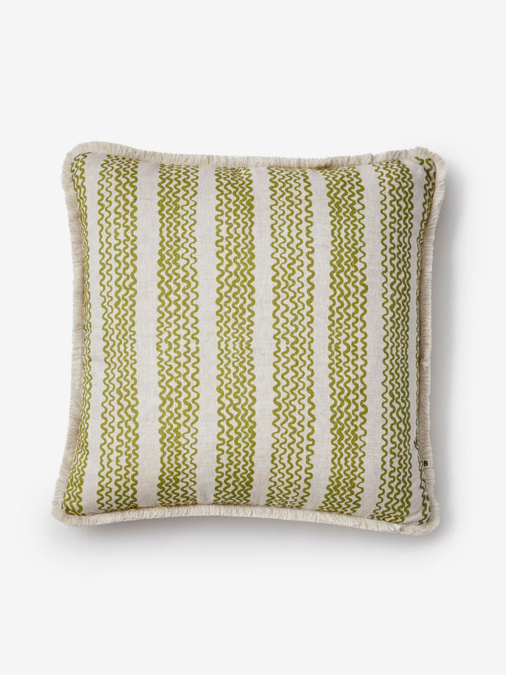 Mini Wave Olive Linen Cushion | Indoor Cushions Australia | Bonnie and Neil