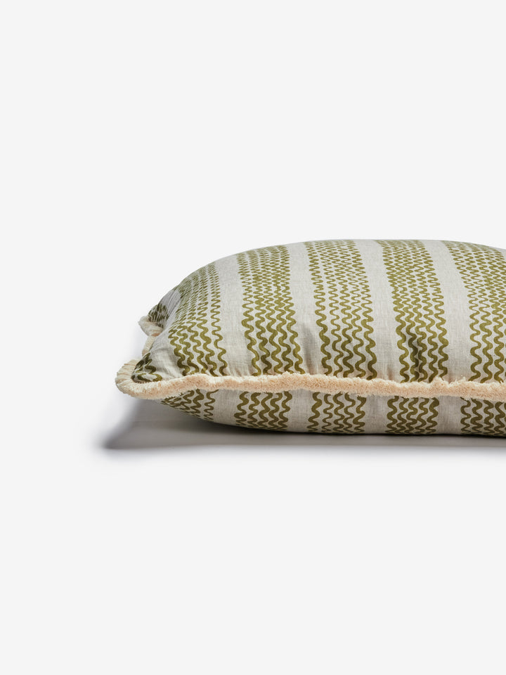 Mini Wave Olive Linen Cushion | Indoor Cushions Australia | Bonnie and Neil