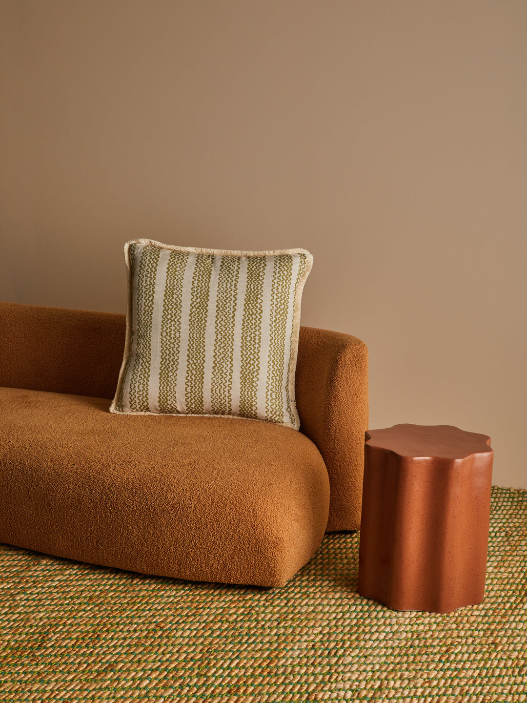 Mini Wave Olive Linen Cushion | Indoor Cushions Australia | Bonnie and Neil