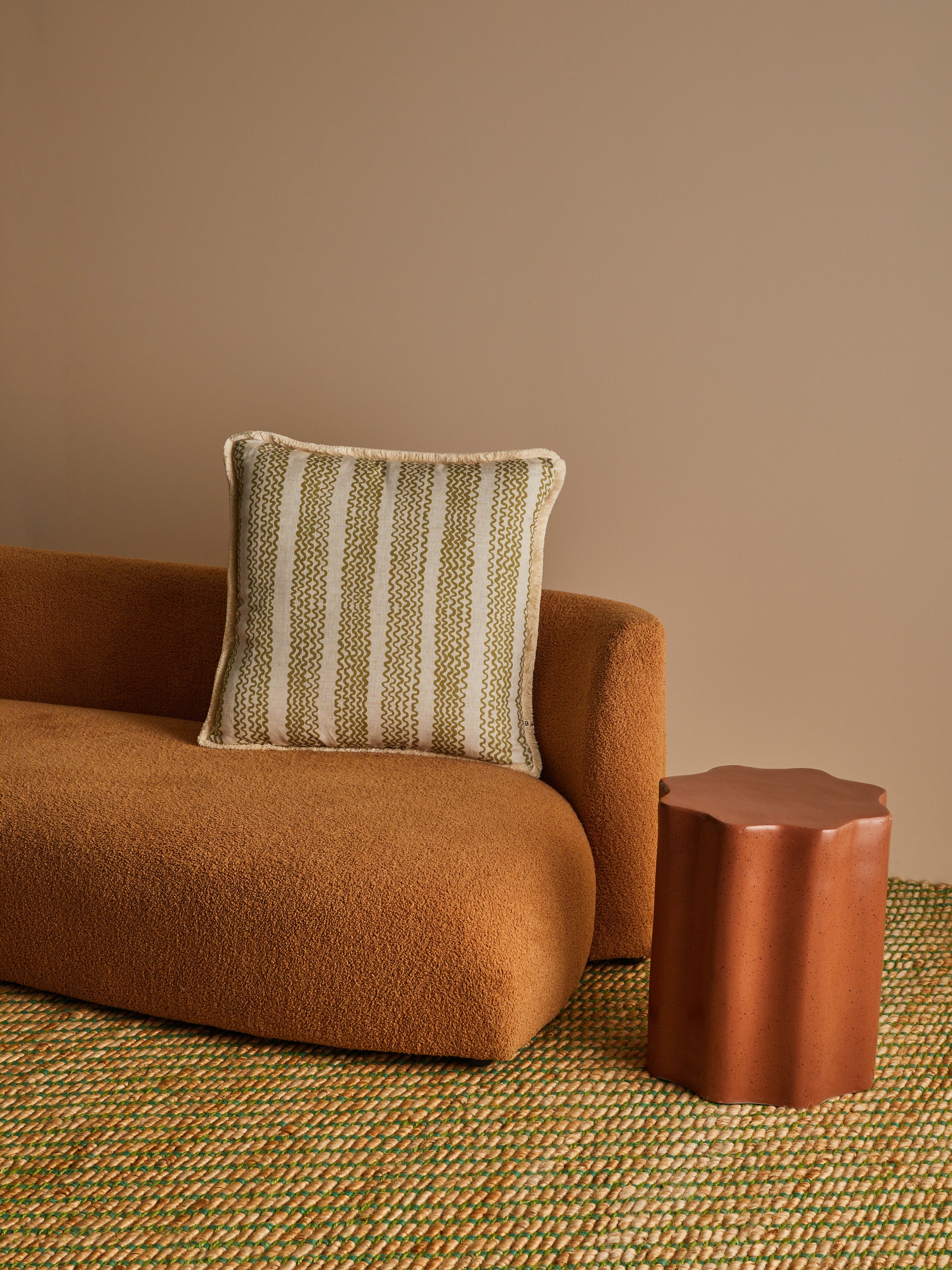 Mini Wave Olive Linen Cushion | Indoor Cushions Australia | Bonnie and Neil