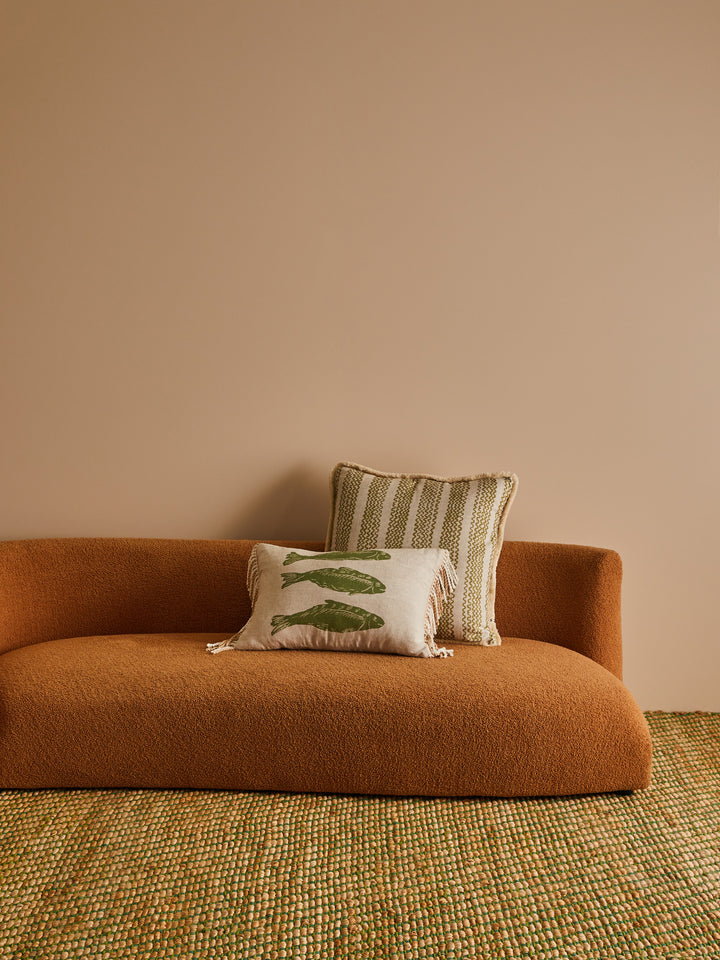 Mini Wave Olive Linen Cushion