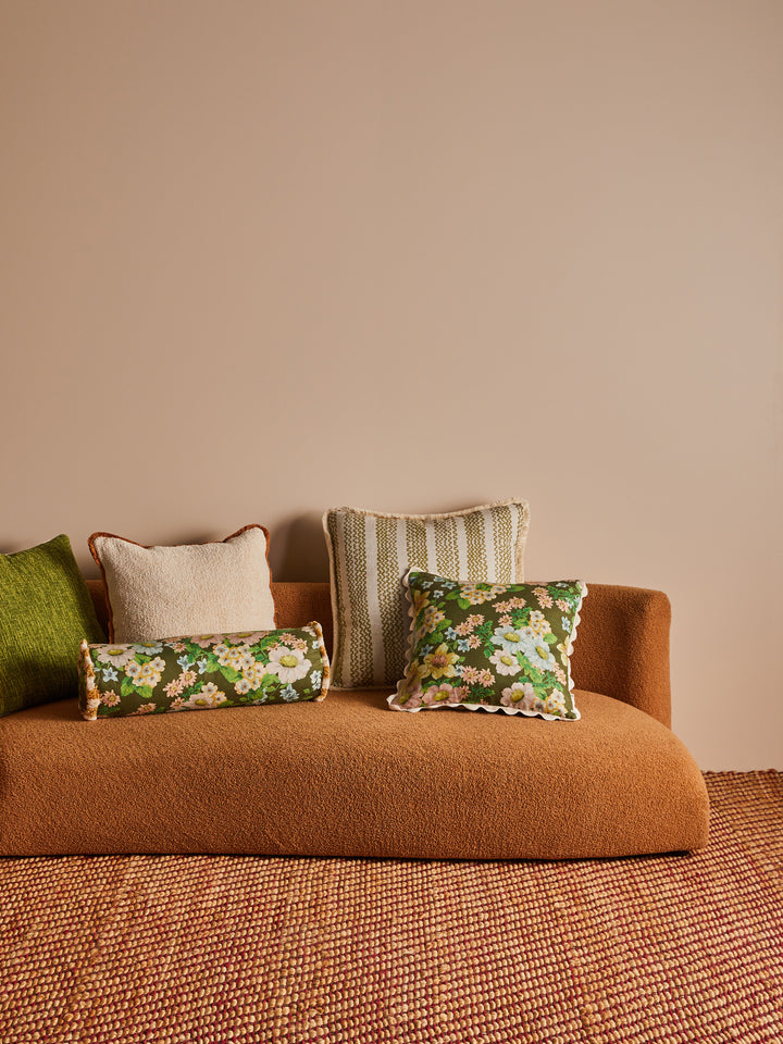 Mini Wave Olive Linen Cushion