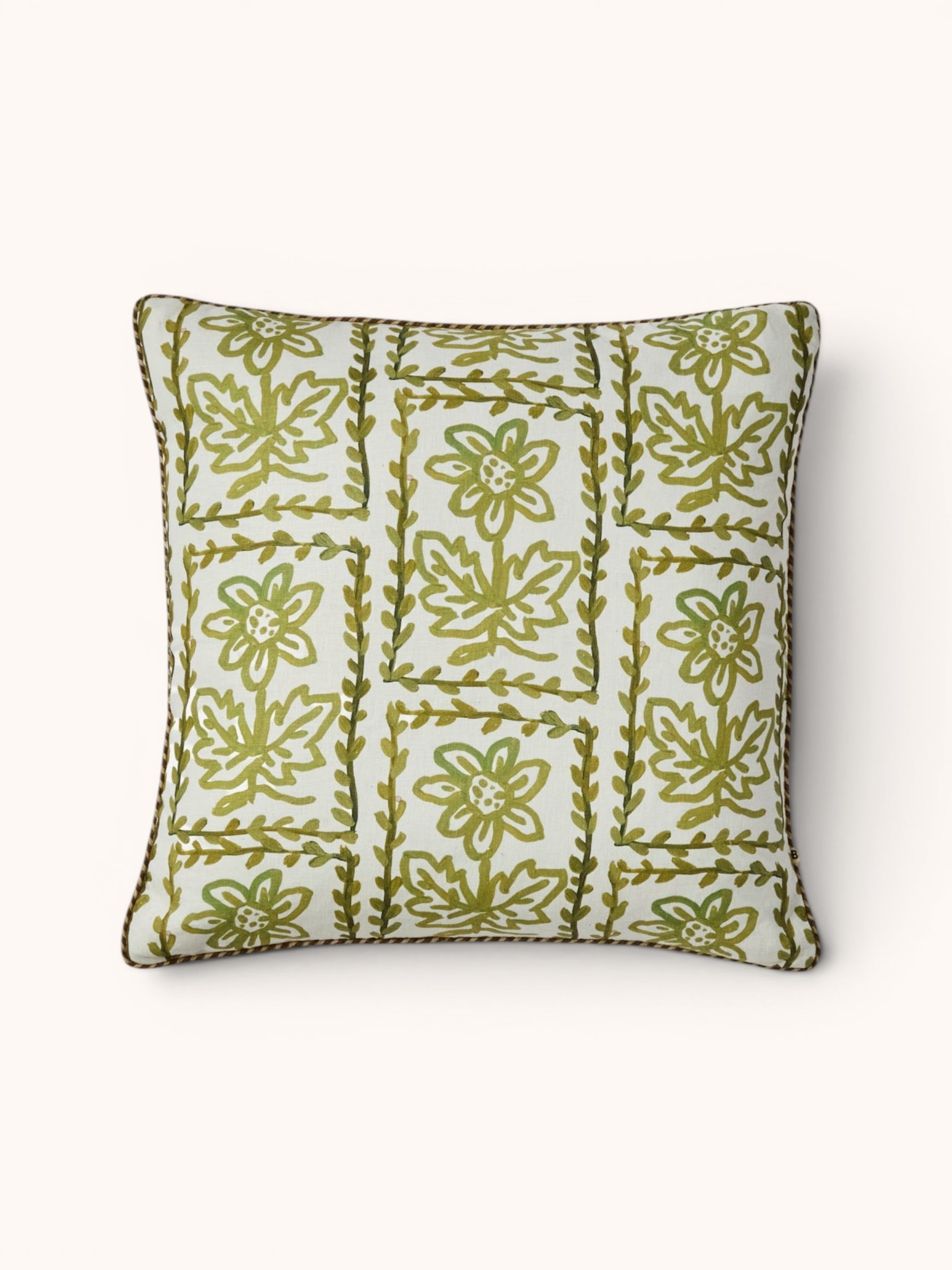 Daisy Olive Linen Cushion - Almost Perfect