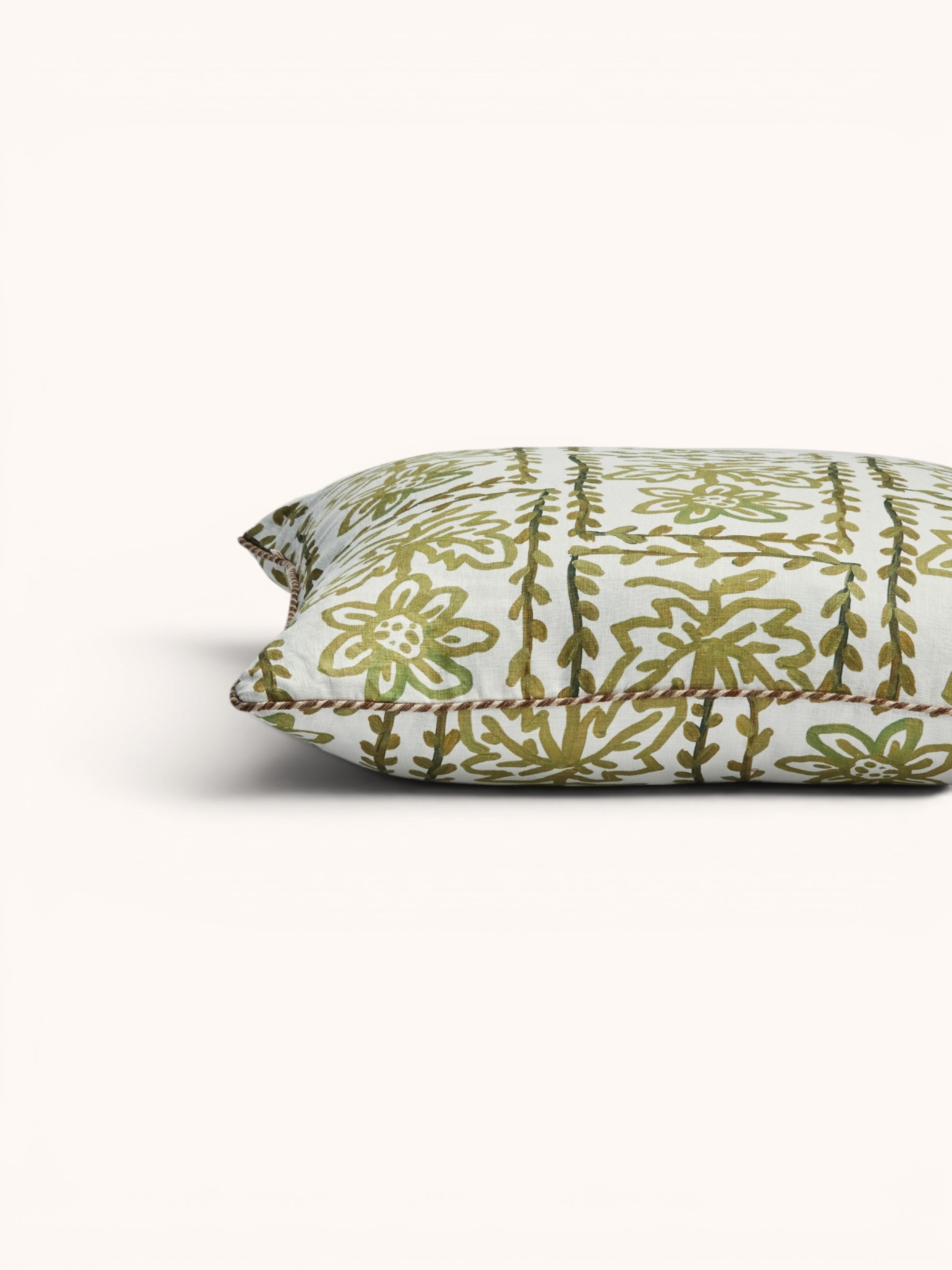 Daisy Olive Linen Cushion - Almost Perfect
