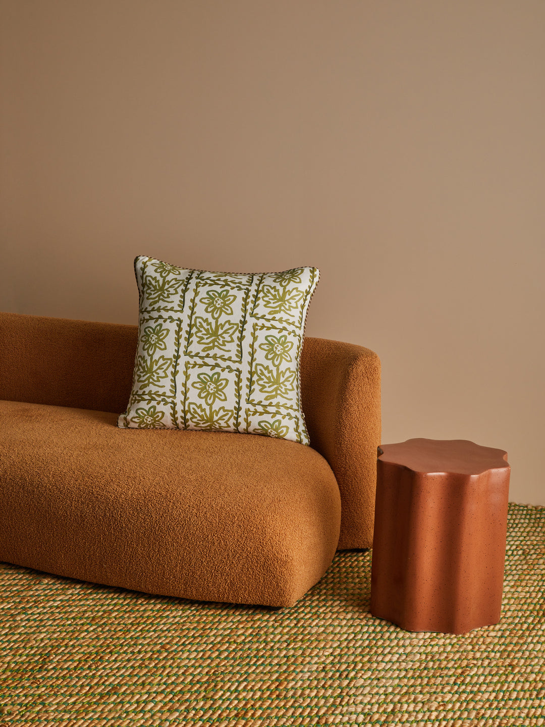 Daisy Olive Linen Cushion