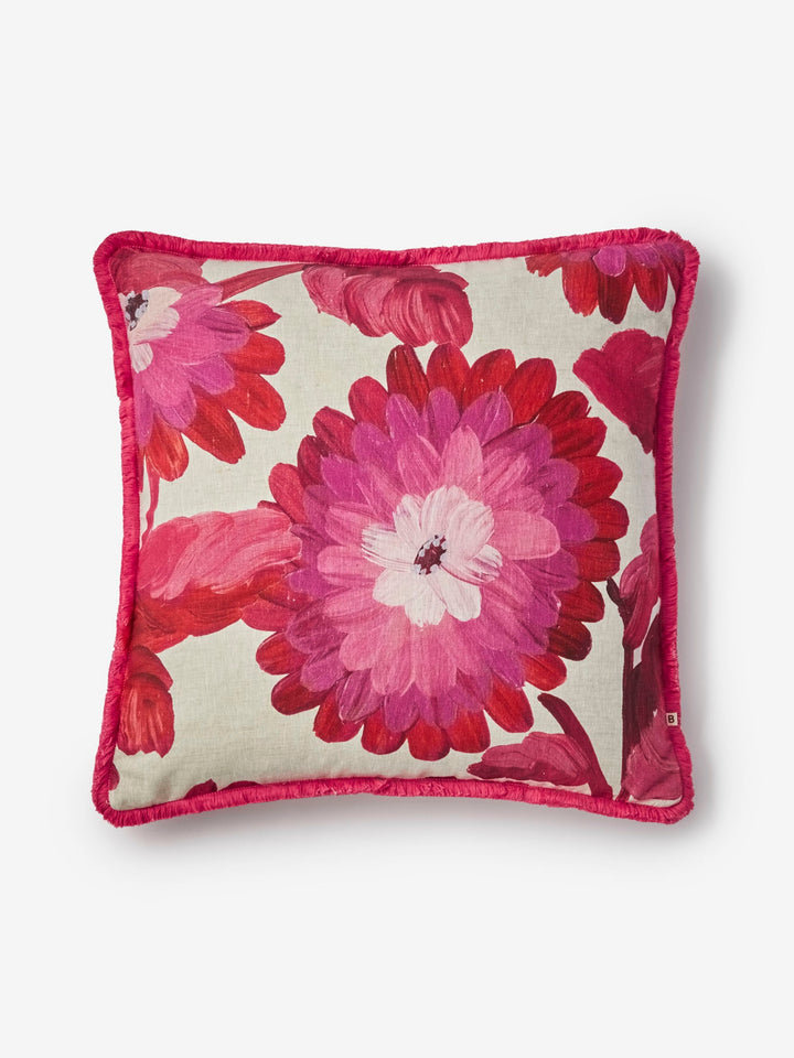 Dahlia Pink Linen Cushion
