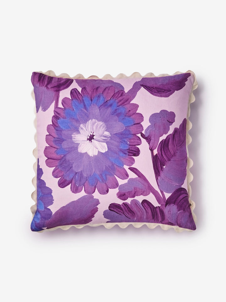 Dahlia Violet Linen Cushion