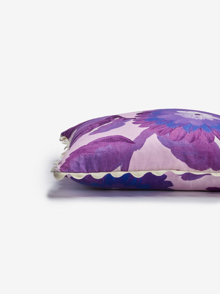 Dahlia Violet Linen Cushion