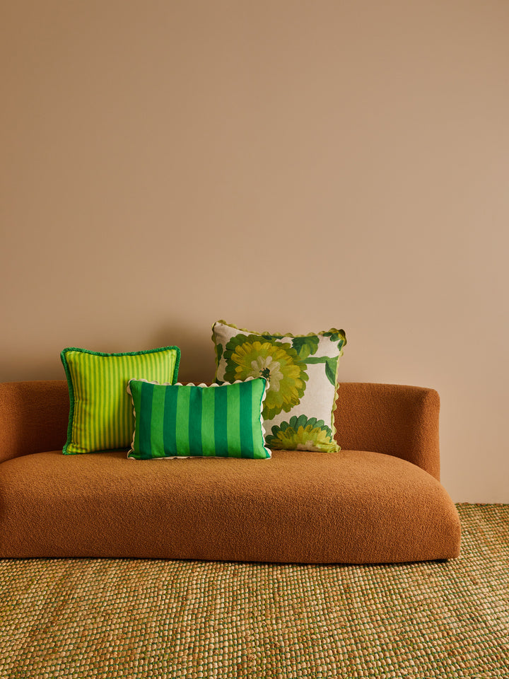 Dahlia Green Linen Cushion