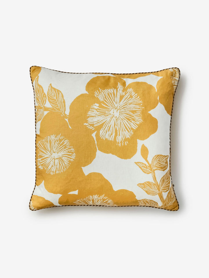 Jardin Yellow Linen Cushion