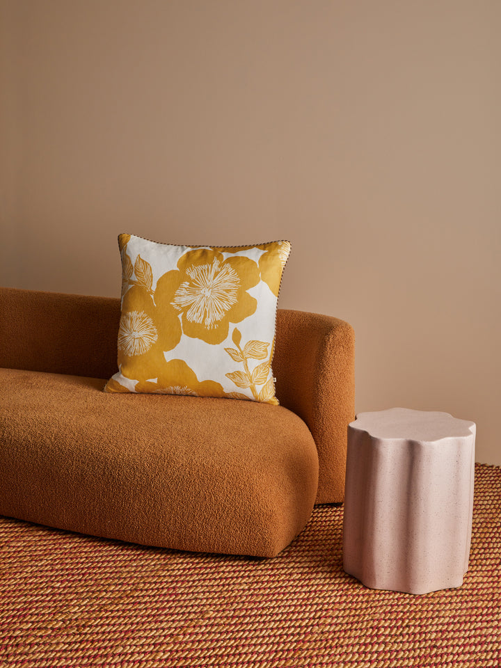 Jardin Yellow Linen Cushion