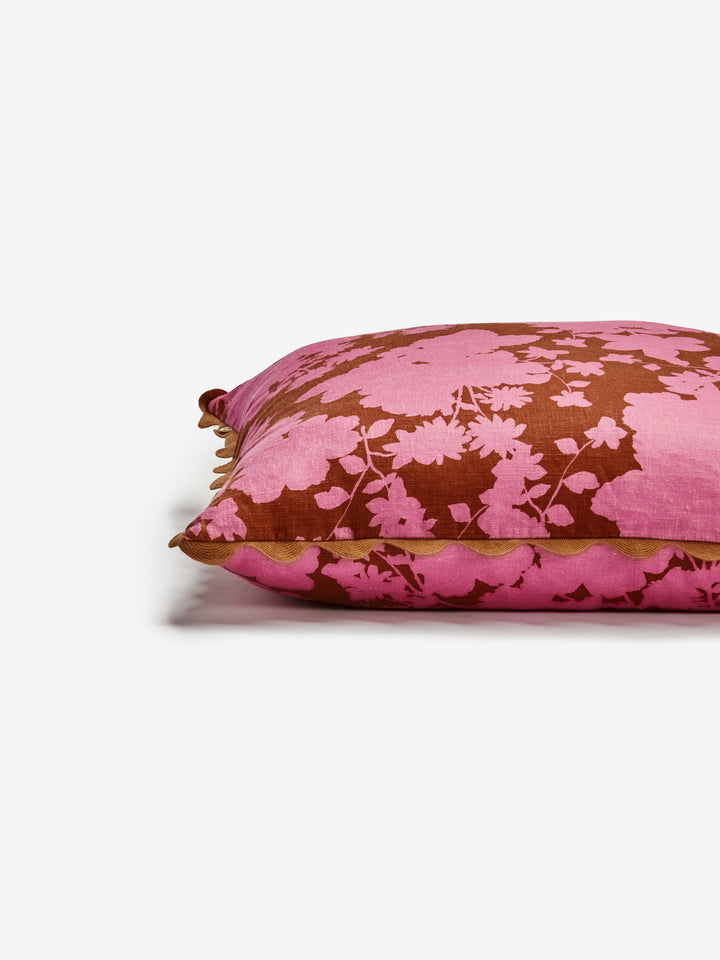 Gardenia Cerise Linen Cushion