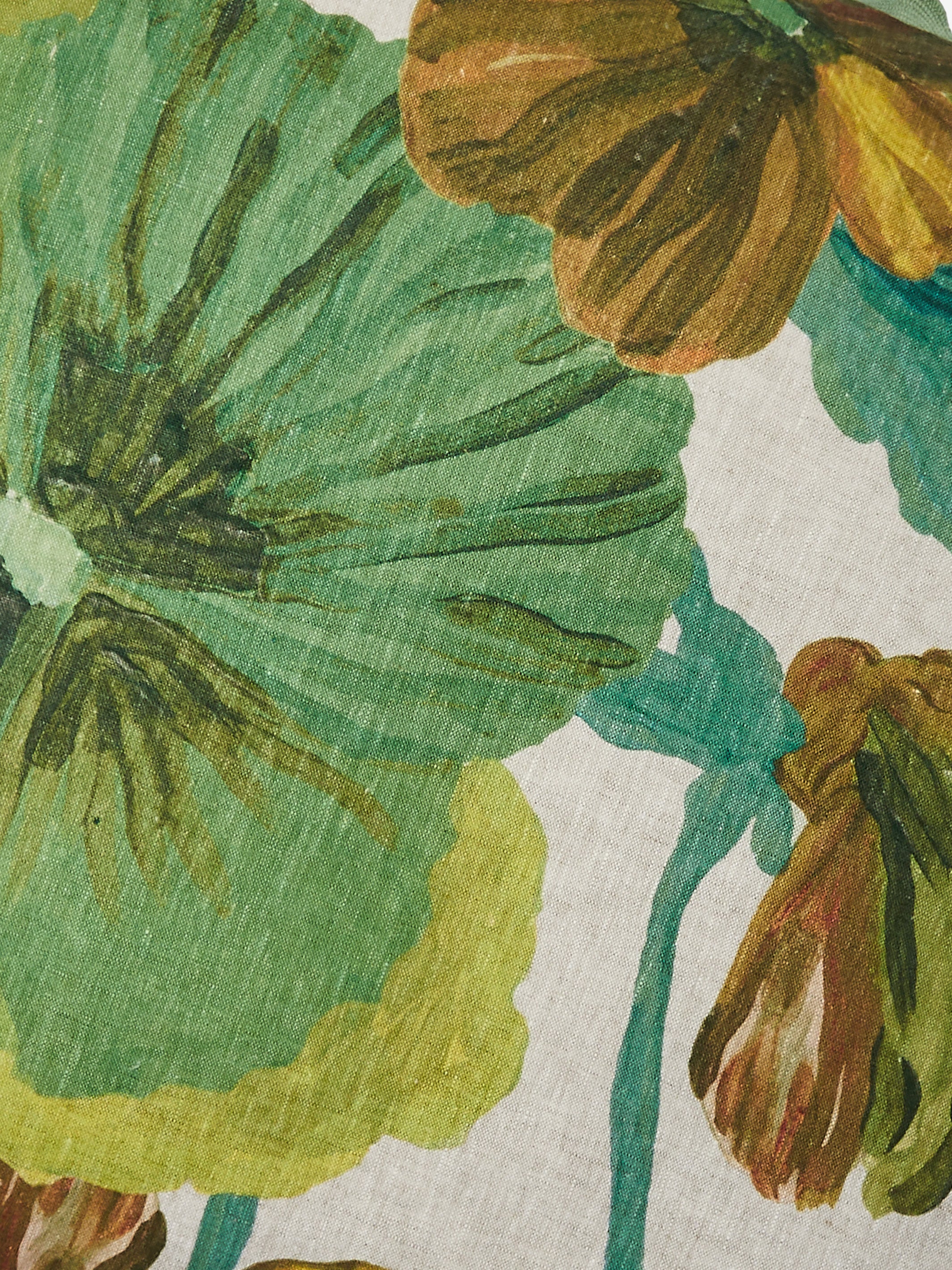 Wild Pansy Verde Linen Cushion