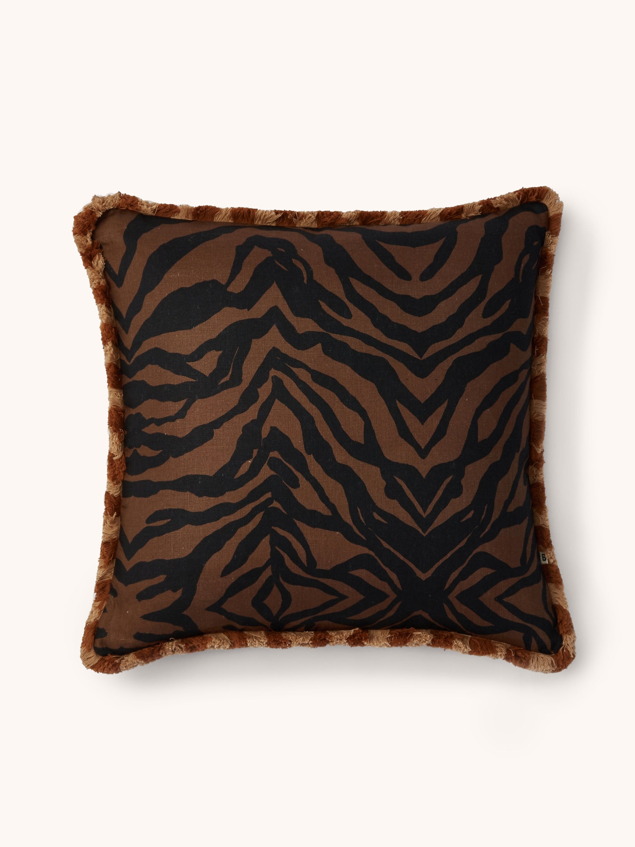 Zebra Chocolate Linen Cushion